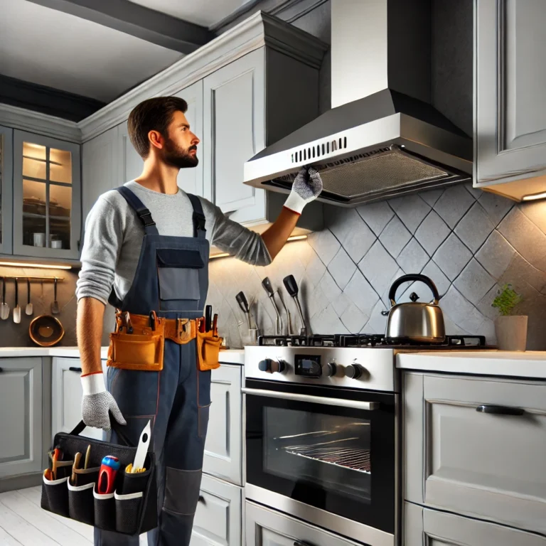 Professional technician providing chimney service near me for kitchen appliances