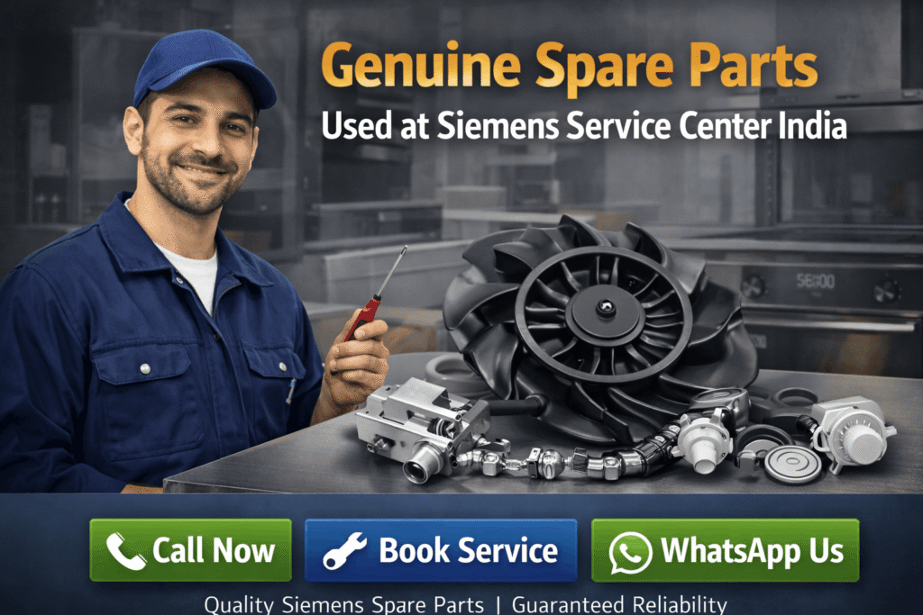 Siemens service center technician repairing kitchen chimney